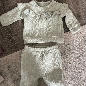 0-3 month sage green baby girls sweatsuit